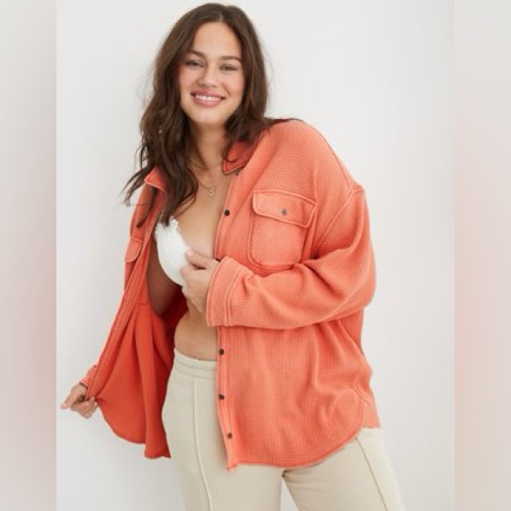Aerie Lumberjane Waffle Shirt Jacket Shacket (XS)